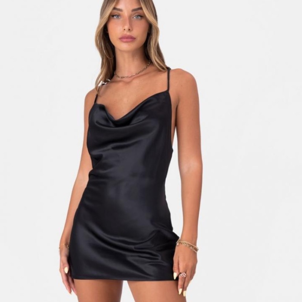 Adika XS silk black dress cowl neck